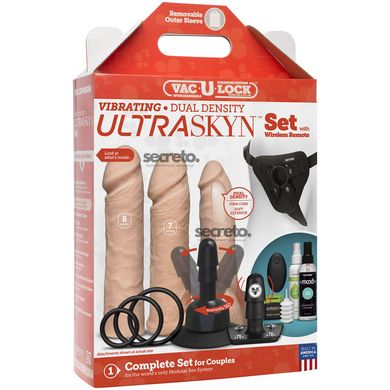 Набор для страпона Doc Johnson Vac-U-Lock VIBRATING Dual Density ULTRASKYN Set: диаметр 3×3,8 см SO6916 фото