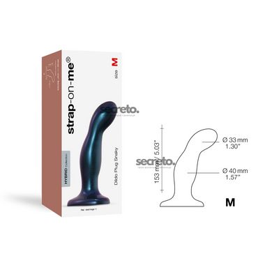 Дилдо Strap-On-Me DILDO PLUG SNAKY METALLIC BLUE, размер M, диаметр 4 см, вводимая длина 15,3 см SO6825 фото