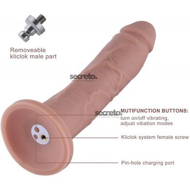 Фалоімітатор 10.2″ з вібрацією для секс-машин Hismith Silicone Dildo with Vibe, KlicLok, пульт ДК SO6211 фото