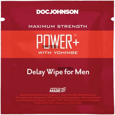 Пролонгирующая салфетка Doc Johnson Power+ Delay Wipe For Men с экстрактом йохимбе SO3488 фото