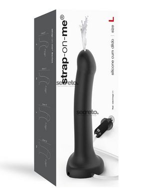 Фалоімітатор, що кінчає Strap-On-Me Dildo Cum Black, діаметр 3,6 см, силікон, насадка для страпону SO2705 фото