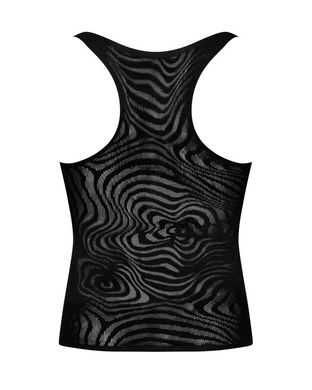 Мужская полупрозрачная майка-борцовка с узором Obsessive T103 tank top S/M/L, черная SO7311 фото