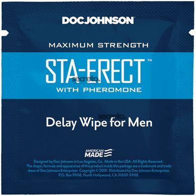 Пролонгирующая салфетка Doc Johnson Sta-Erect Delay Wipe For Men с феромонами SO3489 фото