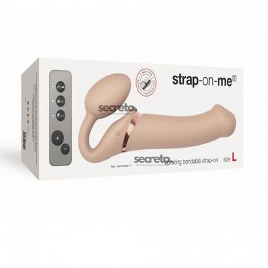 Безремінний страпон з вібрацією Strap-On-Me Vibrating Flesh L, діаметр 3,7 см, пульт ДК, регульовани SO3828 фото