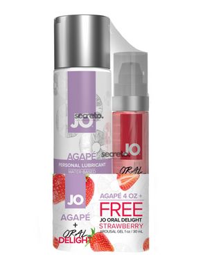 Комплект System JO GWP — Agape 120 ml & Oral Delight — Strawberry 30 мл SO6770 фото