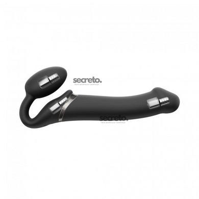 Безремневой страпон с вибрацией Strap-On-Me Vibrating Black L, диаметр 3,7см, пульт ДУ, регулируемый SO3829 фото