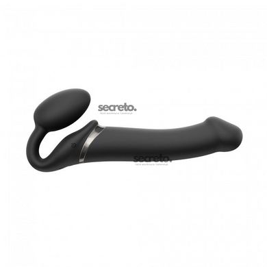 Безремінний страпон з вібрацією Strap-On-Me Vibrating Black L, діаметр 3,7см, пульт ДК, регульований SO3829 фото