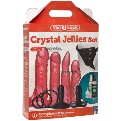 Набор для страпона Doc Johnson Vac-U-Lock Crystal Jellies Set, диаметр 3,8см, 2×4,5см, 5,1см SO1989 фото