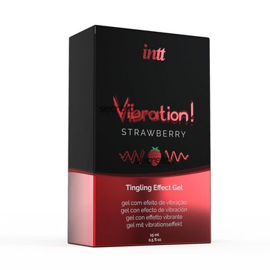 Жидкий вибратор Intt Vibration Strawberry (15 мл), густой гель, очень вкусный, действует до 30 минут SO2921 фото